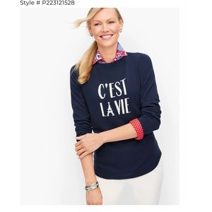 NWT Talbots French ‘C’Est La Vie’ Eiffel Tower Navy Sweater